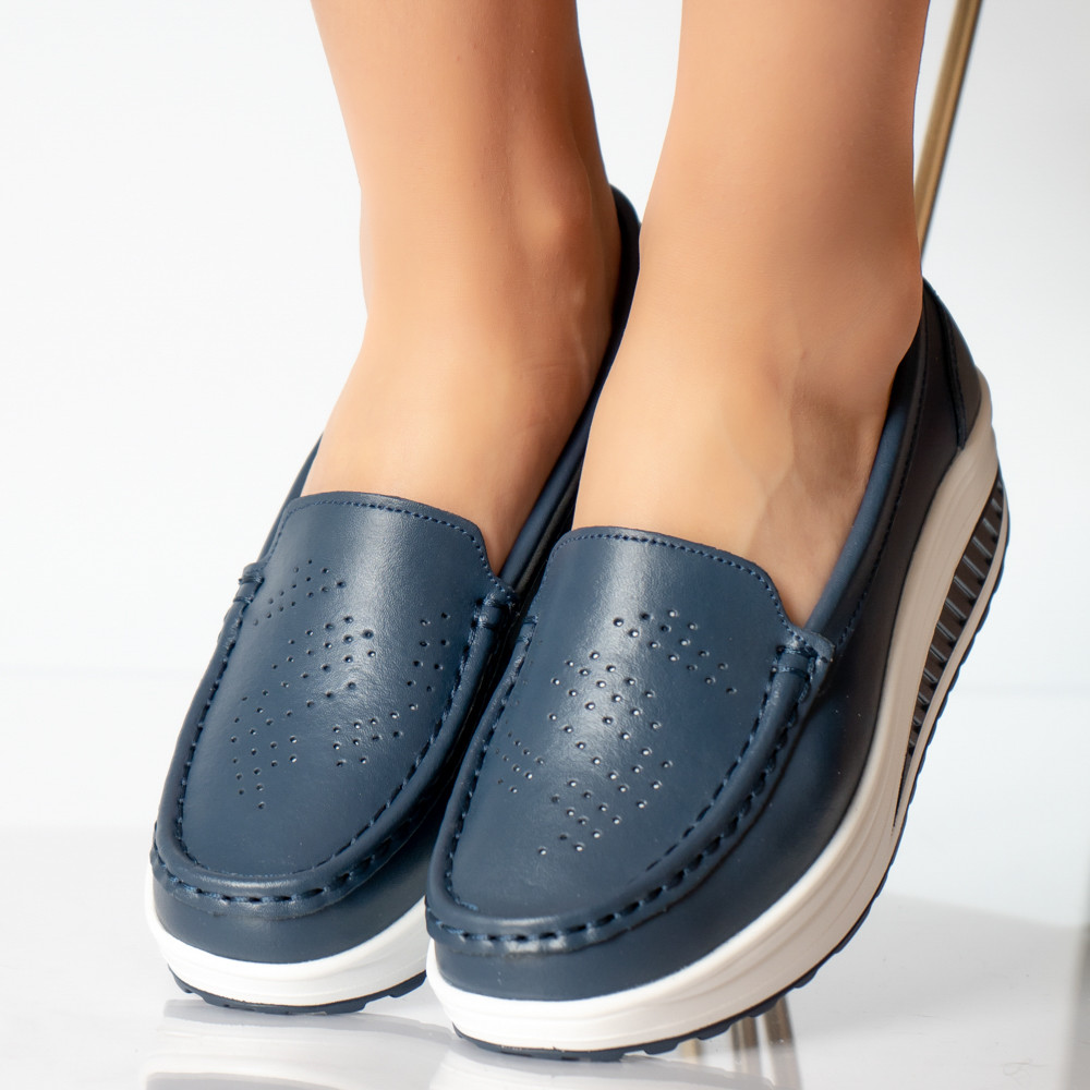 Pantofi dama casual bleumarin piele naturala nancy - poza 2