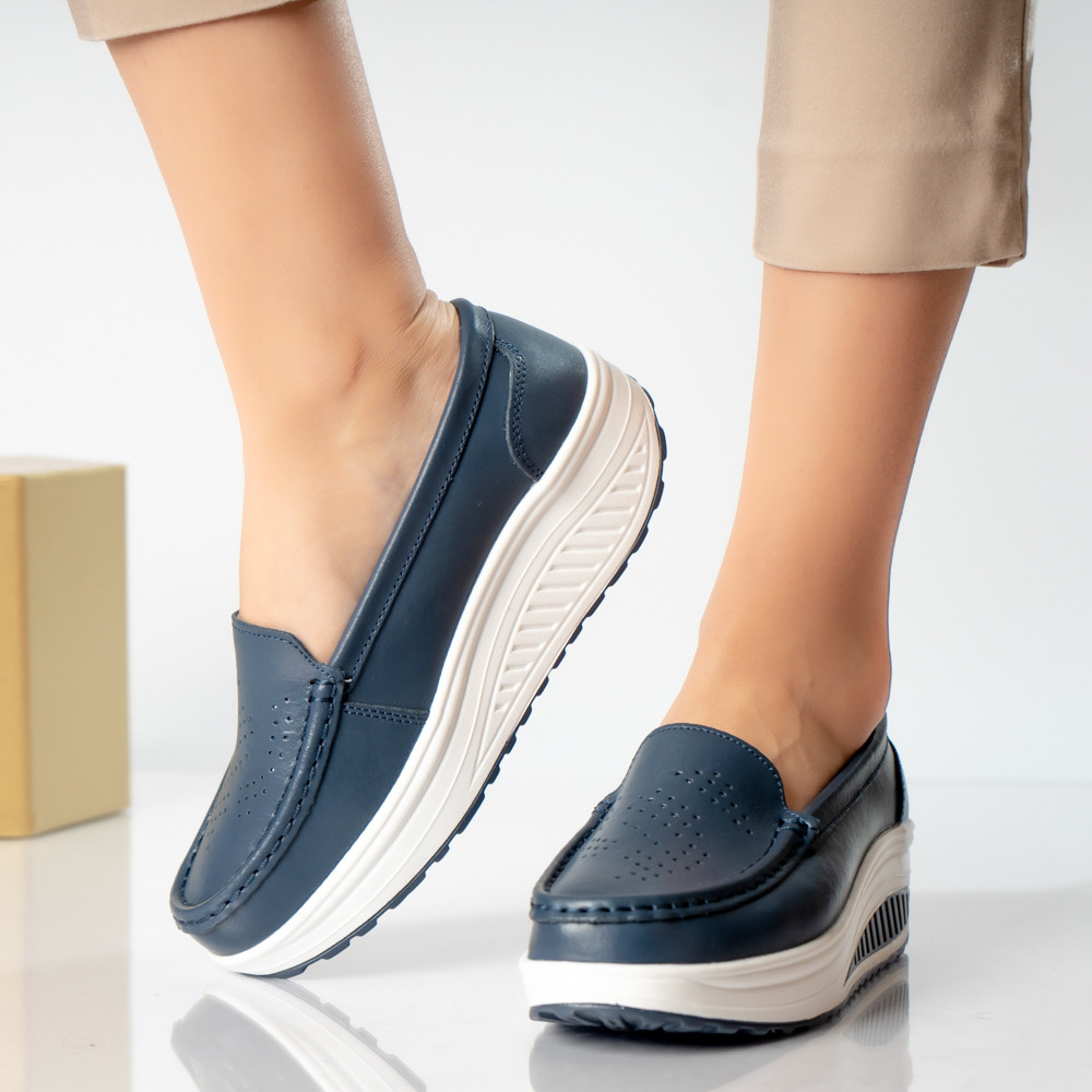 Pantofi dama casual bleumarin piele naturala nancy - poza 3