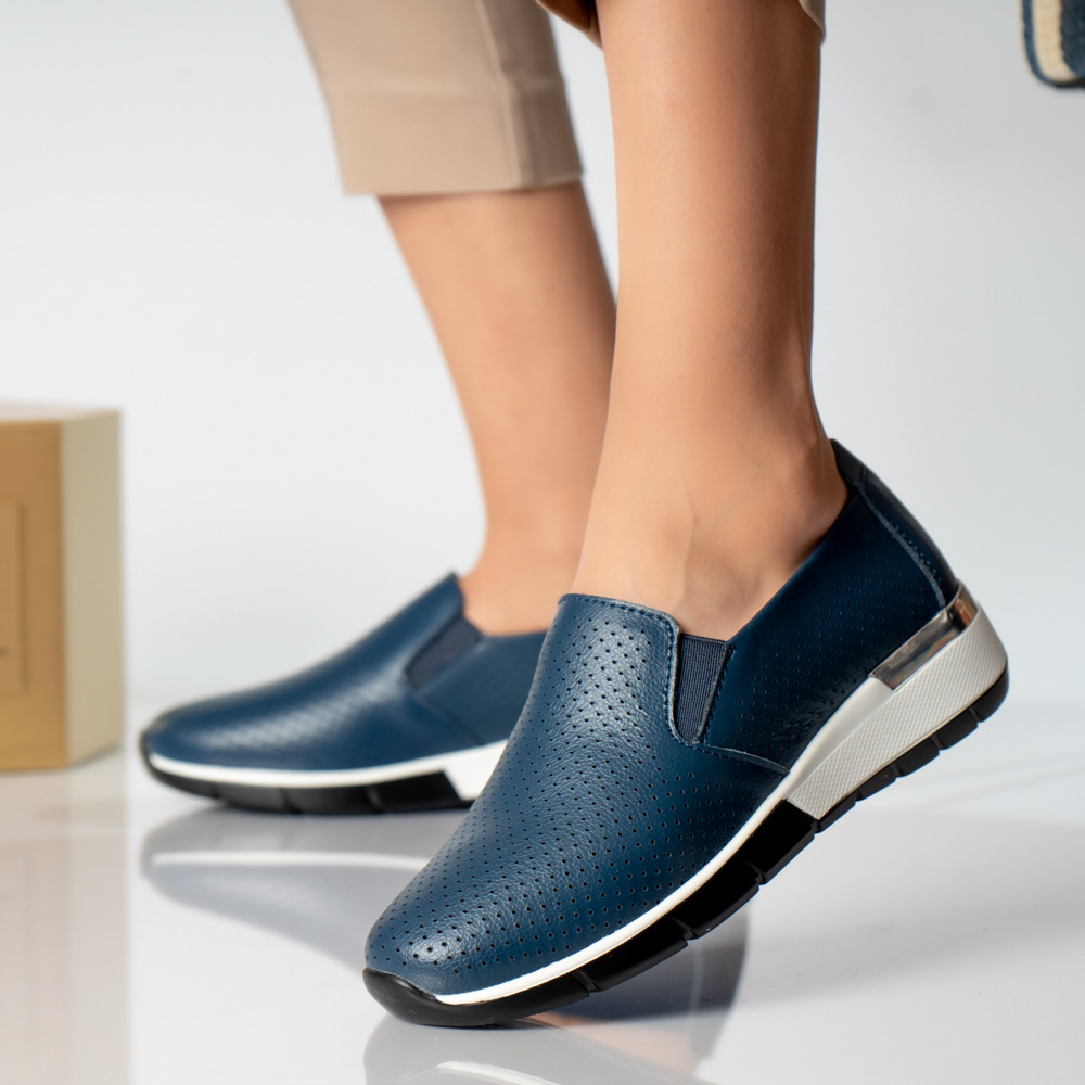 Pantofi dama casual bleumarin piele naturala ninita - poza 1