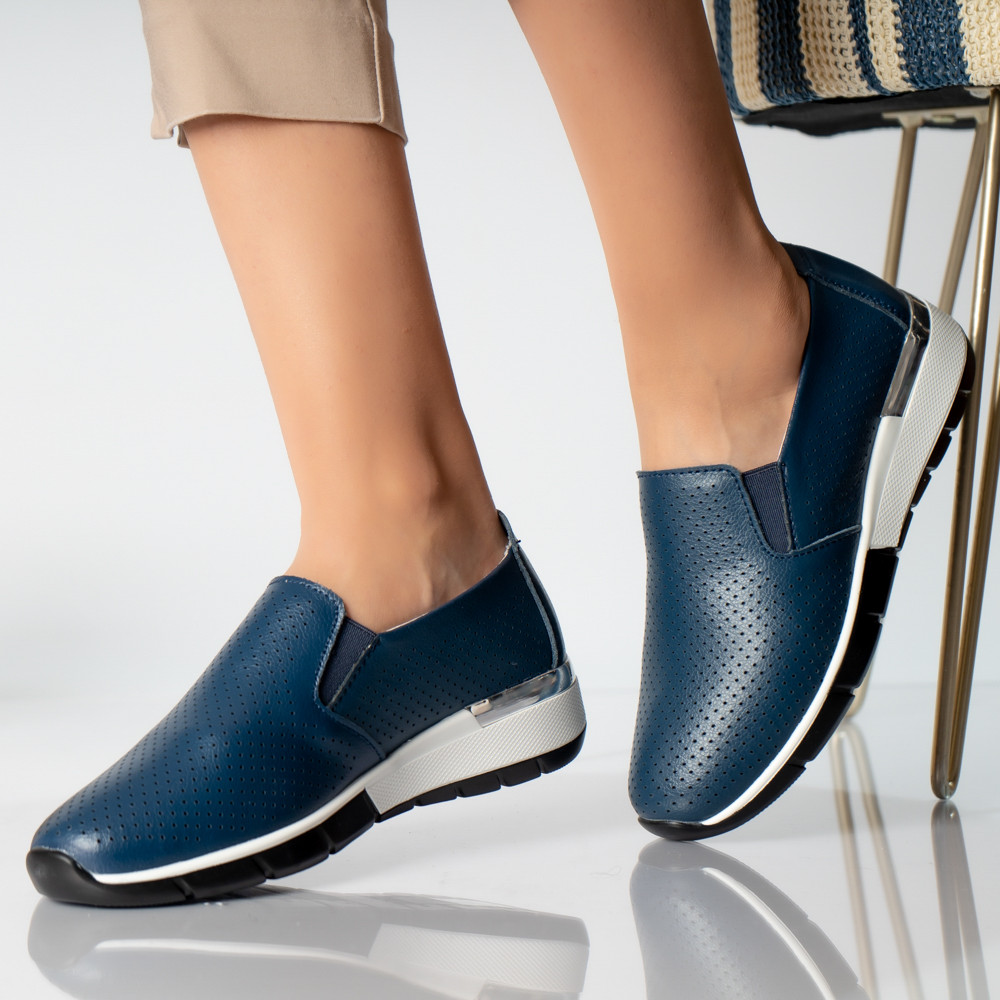 Pantofi dama casual bleumarin piele naturala ninita - poza 2