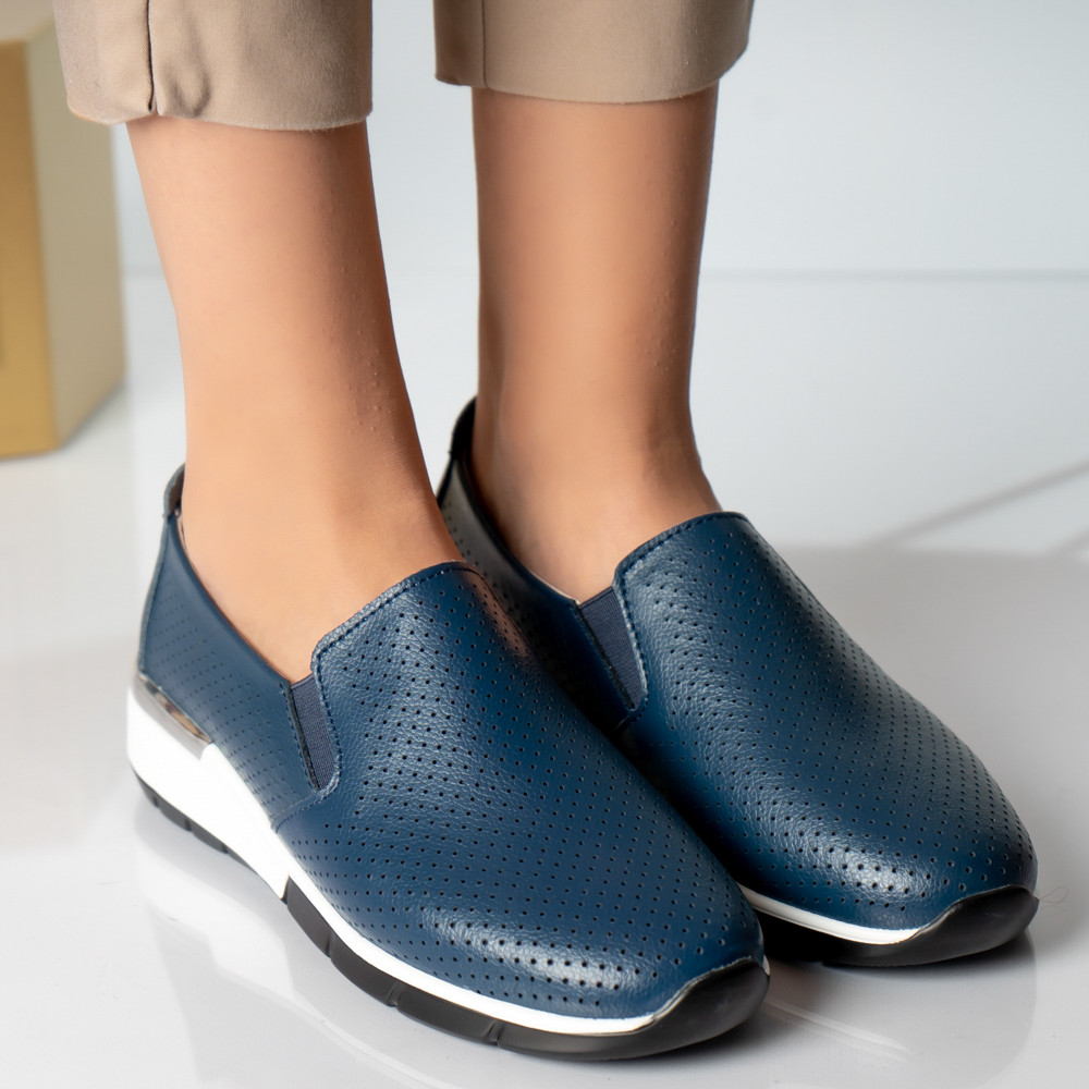 Pantofi dama casual bleumarin piele naturala ninita - poza 4