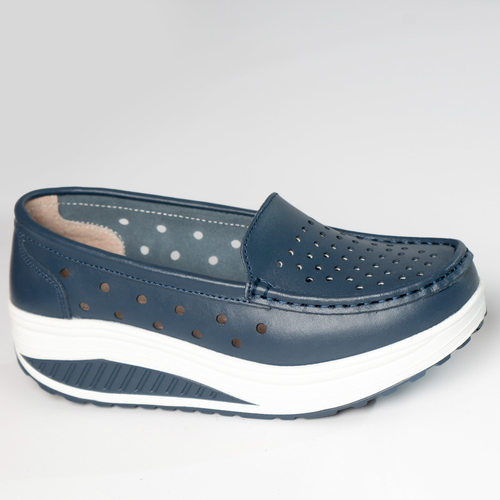 Pantofi dama casual bleumarin piele naturala perla - poza 4