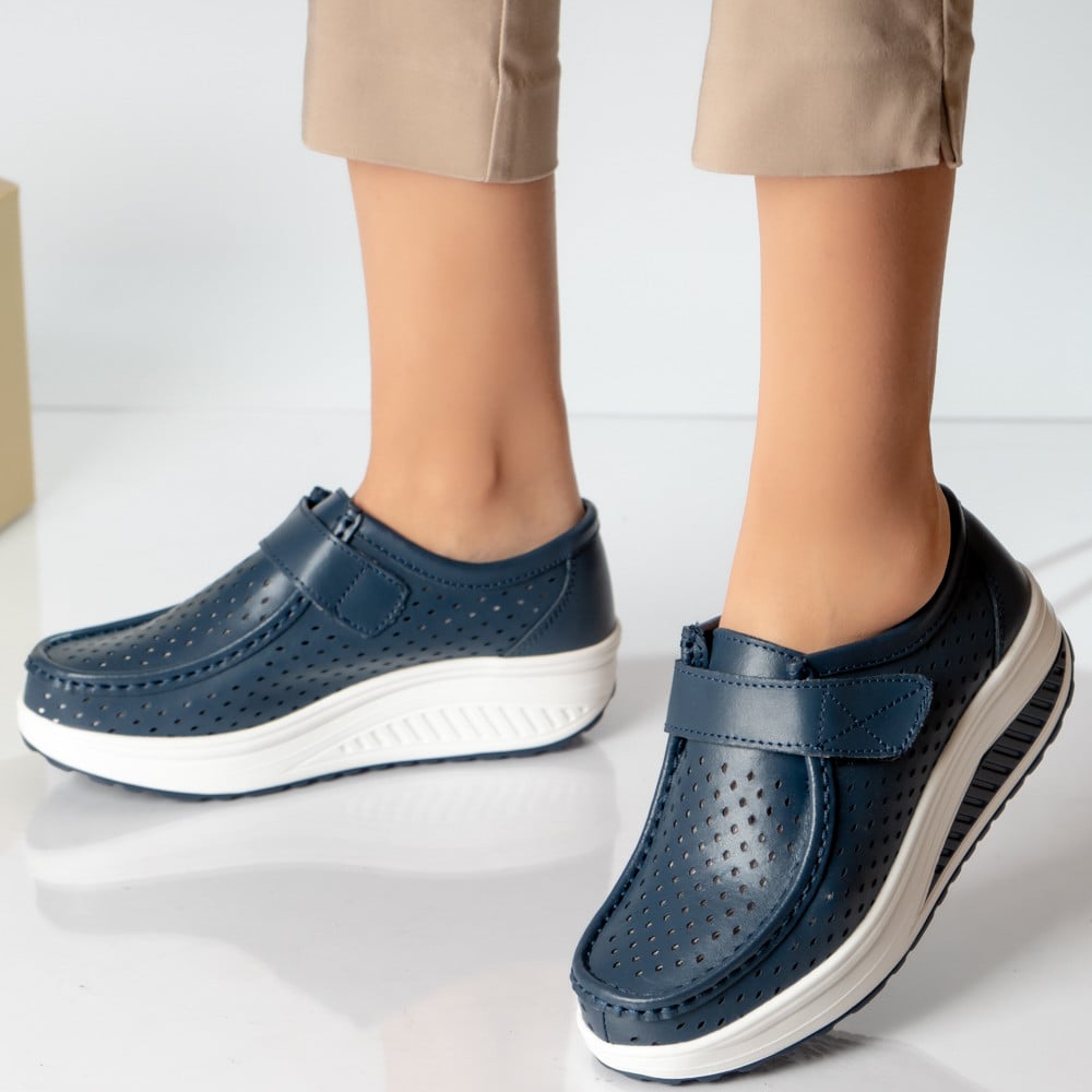 Pantofi dama casual bleumarin piele naturala rula - poza 2
