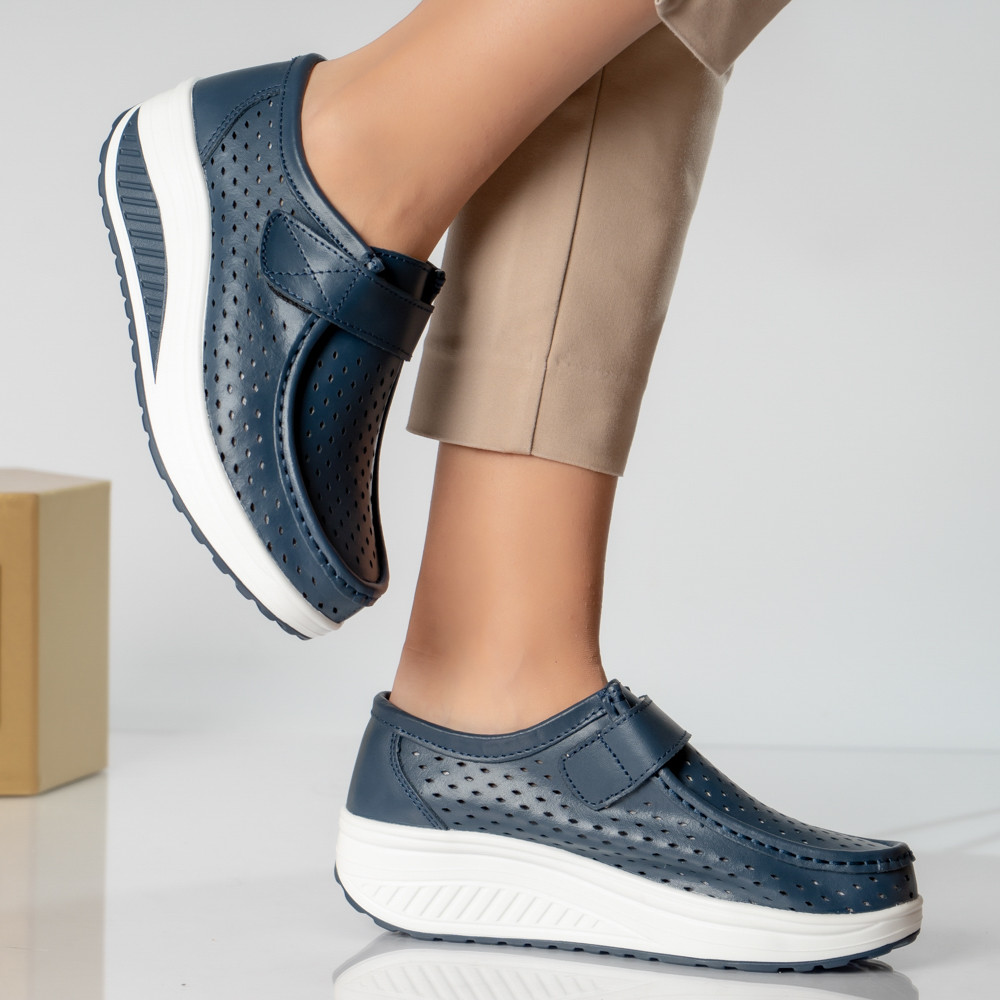 Pantofi dama casual bleumarin piele naturala rula - poza 3