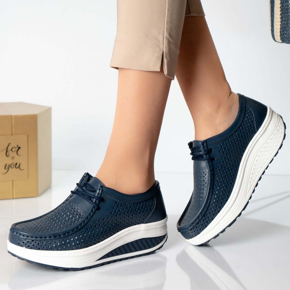 Pantofi dama casual bleumarin piele naturala samra - poza 1