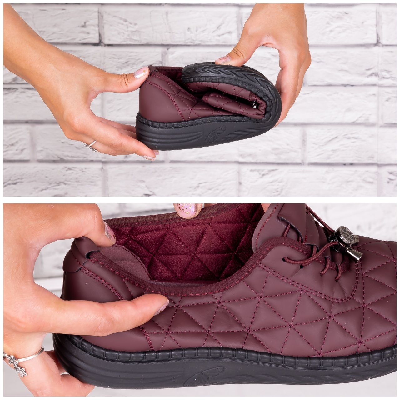 Pantofi dama casual Bordo din Piele Ecologica Acuna - poza 5