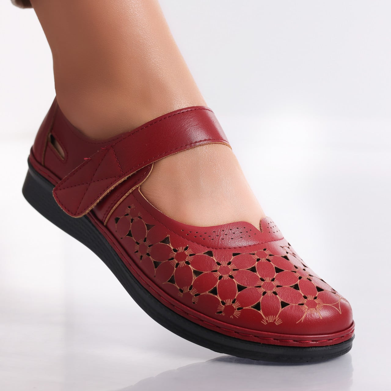 Pantofi dama casual Bordo din Piele Ecologica Agali - poza 1