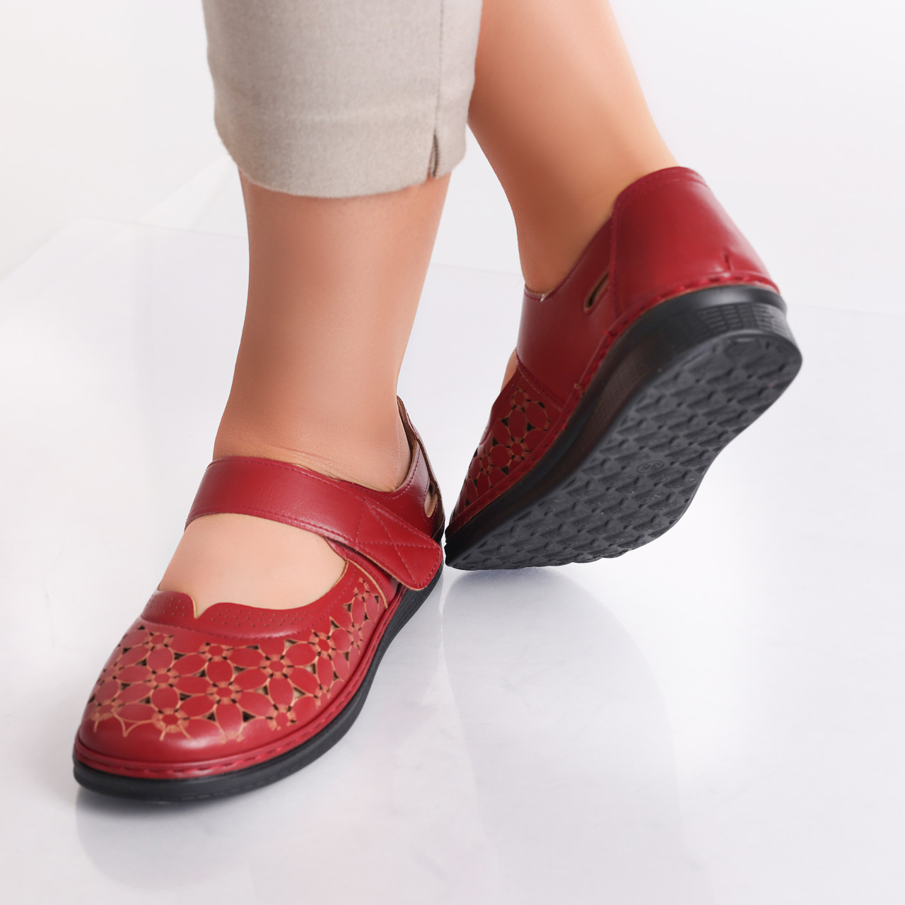 Pantofi dama casual Bordo din Piele Ecologica Agali - poza 4