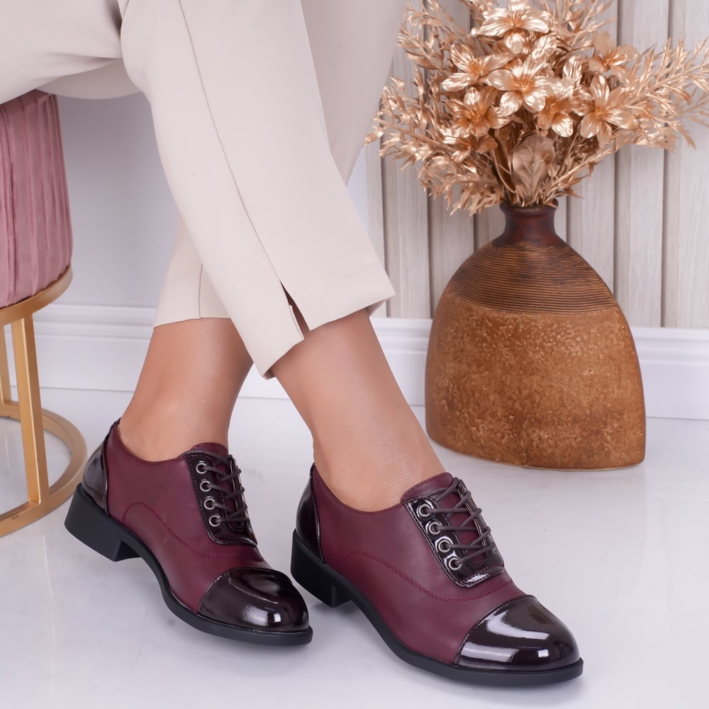 Pantofi dama casual Bordo din Piele Ecologica Erin - poza 1