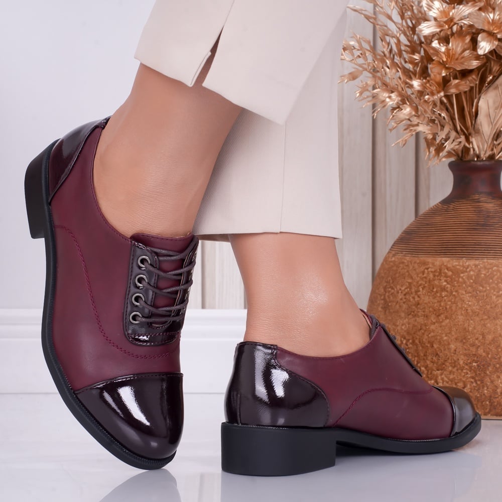 Pantofi dama casual Bordo din Piele Ecologica Erin - poza 2