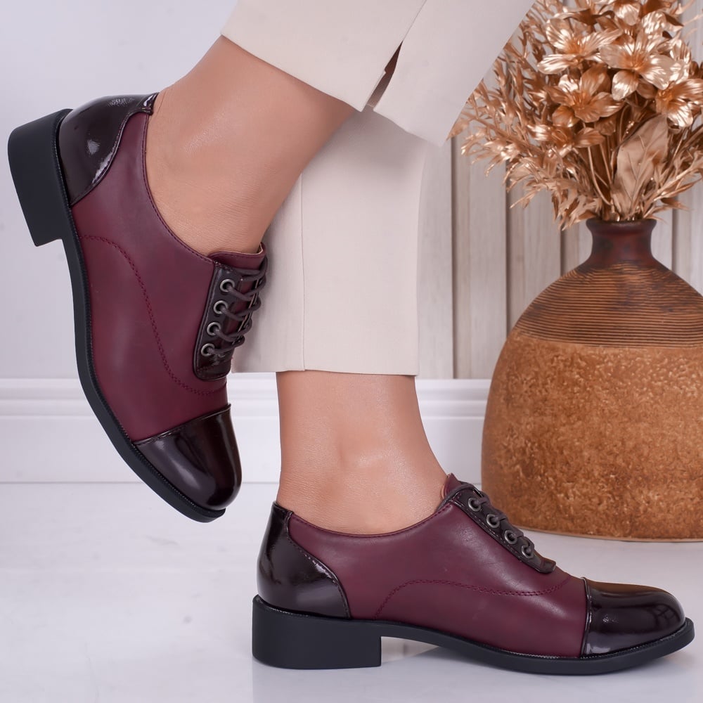 Pantofi dama casual Bordo din Piele Ecologica Erin - poza 3