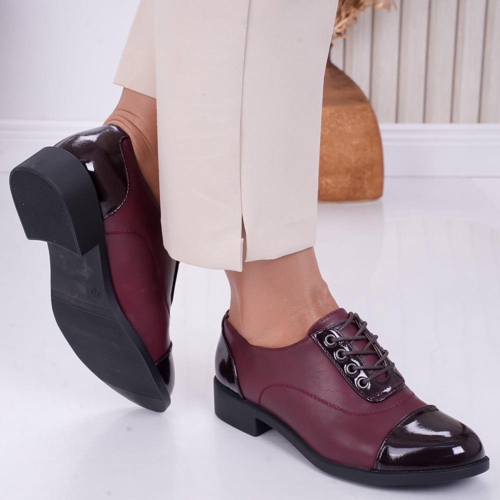 Pantofi dama casual Bordo din Piele Ecologica Erin - poza 4