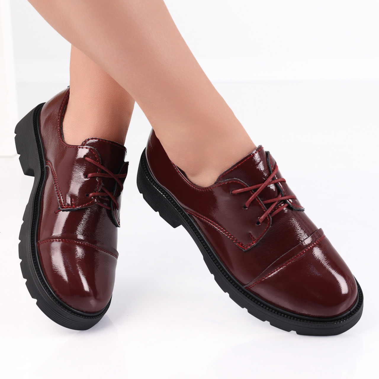 Pantofi dama casual Bordo din Piele Ecologica Lacuita Avama - poza 2