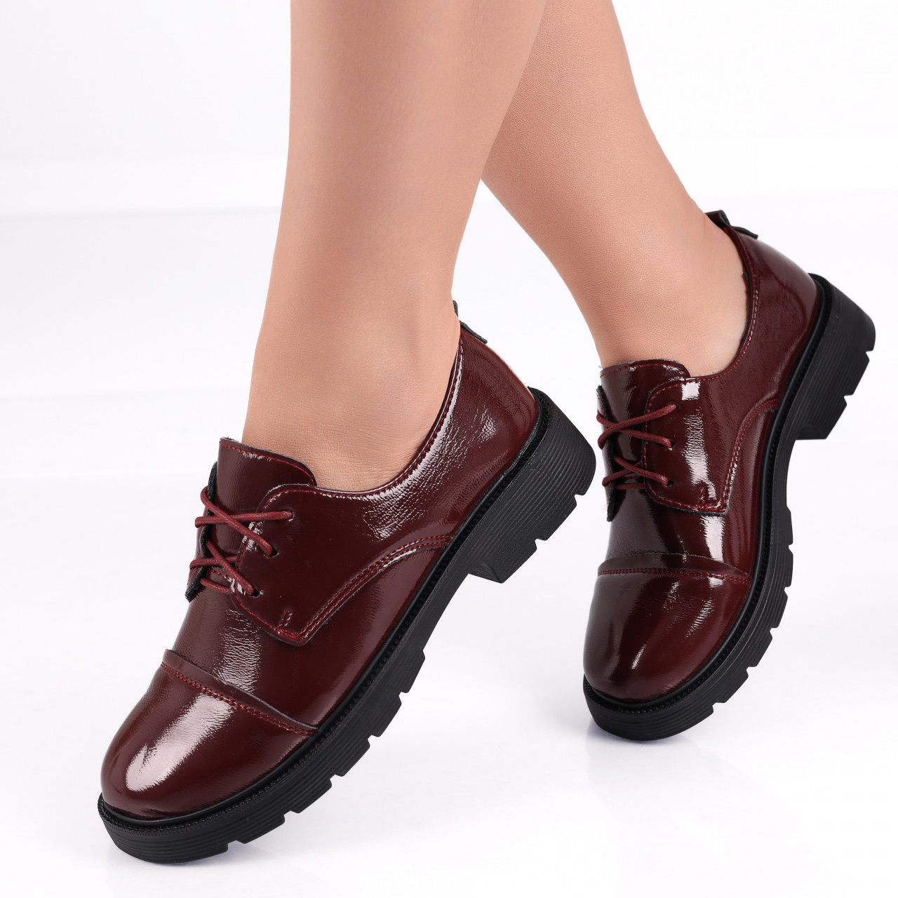 Pantofi dama casual Bordo din Piele Ecologica Lacuita Avama - poza 3