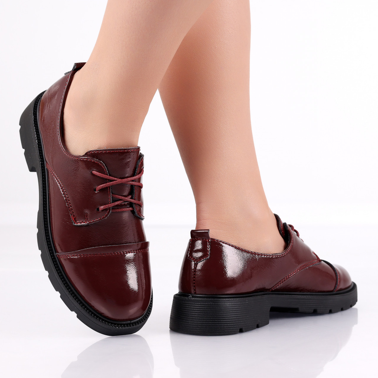 Pantofi dama casual Bordo din Piele Ecologica Lacuita Avama - poza 5