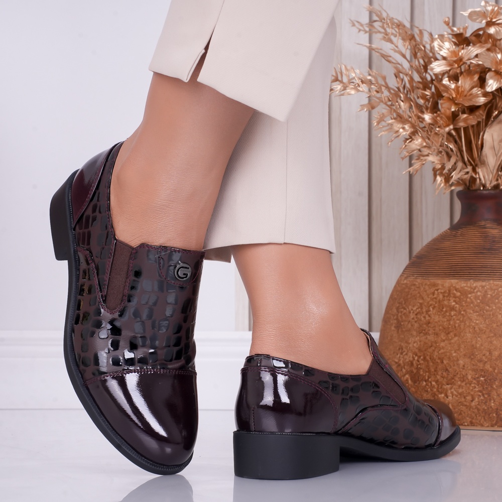 Pantofi dama casual Bordo din Piele Ecologica Lacuita Luz - poza 2