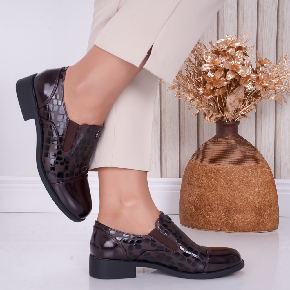 Pantofi dama casual Bordo din Piele Ecologica Lacuita Luz - poza 3