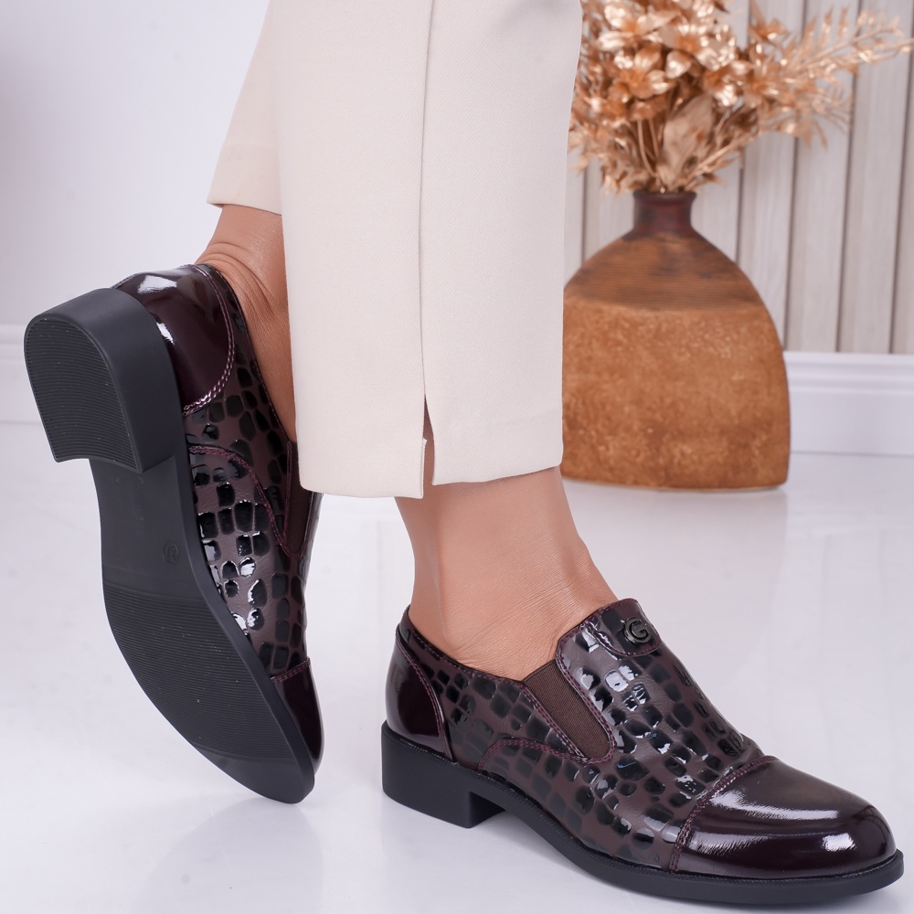 Pantofi dama casual Bordo din Piele Ecologica Lacuita Luz - poza 4