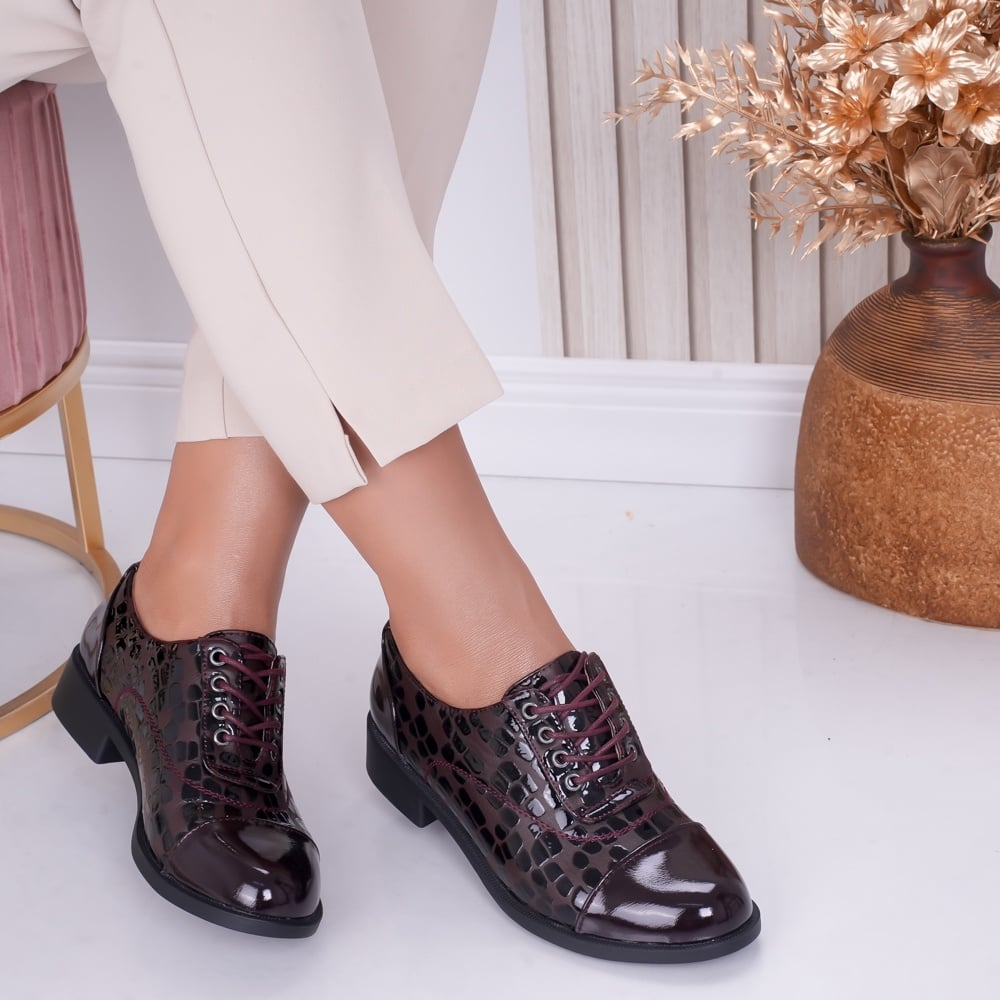 Pantofi dama casual Bordo din Piele Ecologica Lacuita Naty - poza 1