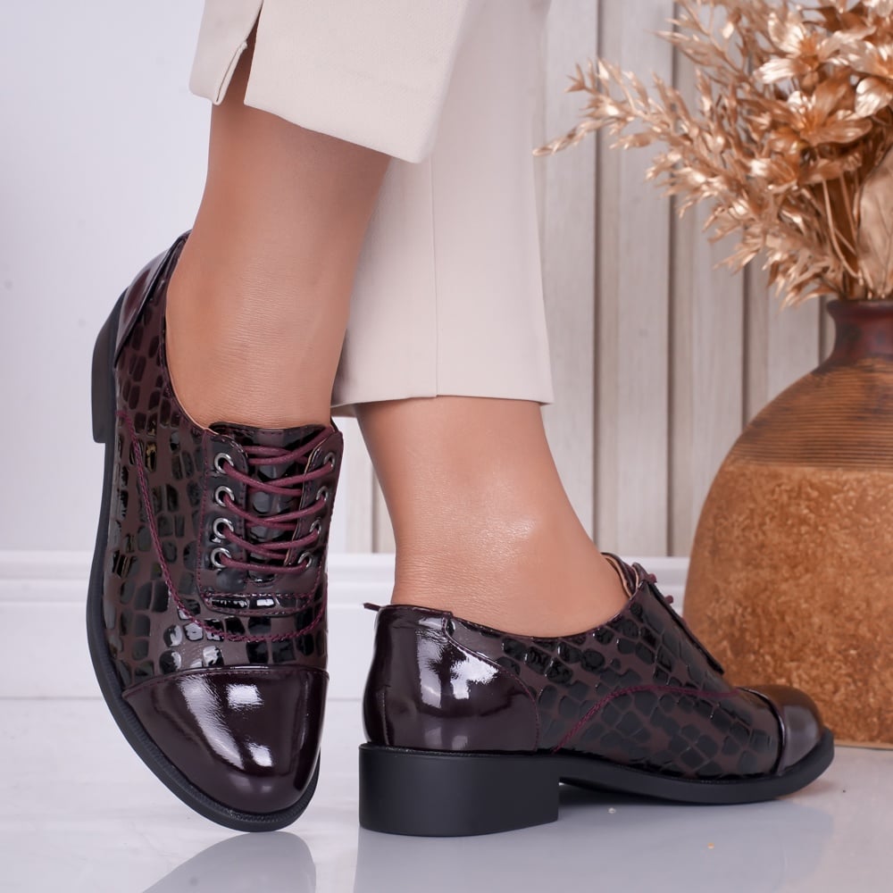 Pantofi dama casual Bordo din Piele Ecologica Lacuita Naty - poza 2