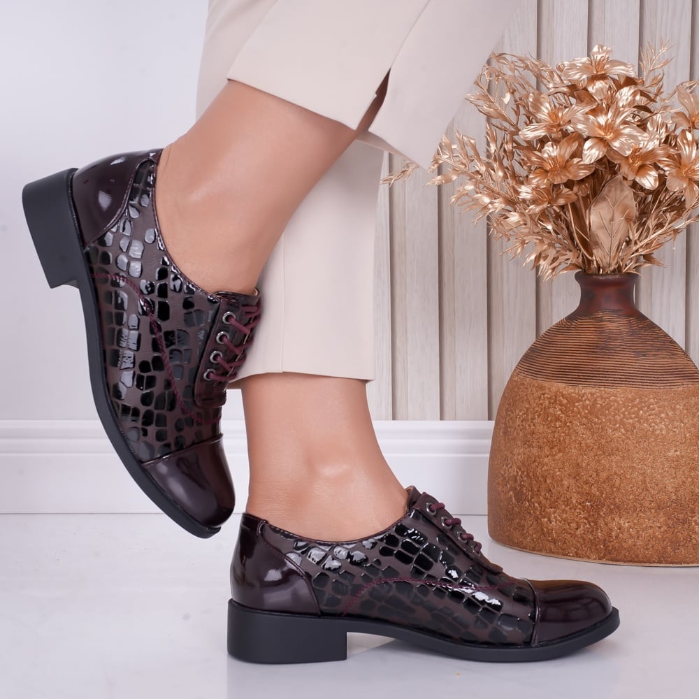 Pantofi dama casual Bordo din Piele Ecologica Lacuita Naty - poza 3