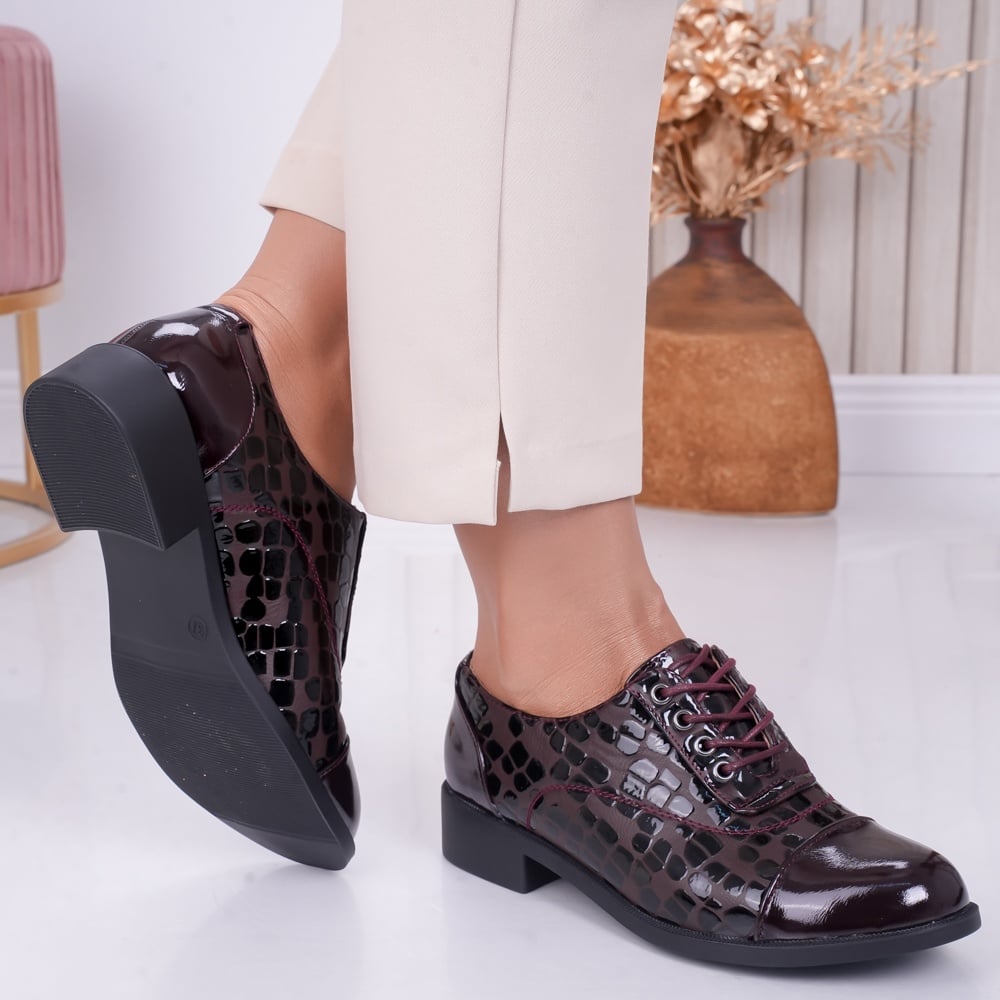 Pantofi dama casual Bordo din Piele Ecologica Lacuita Naty - poza 4