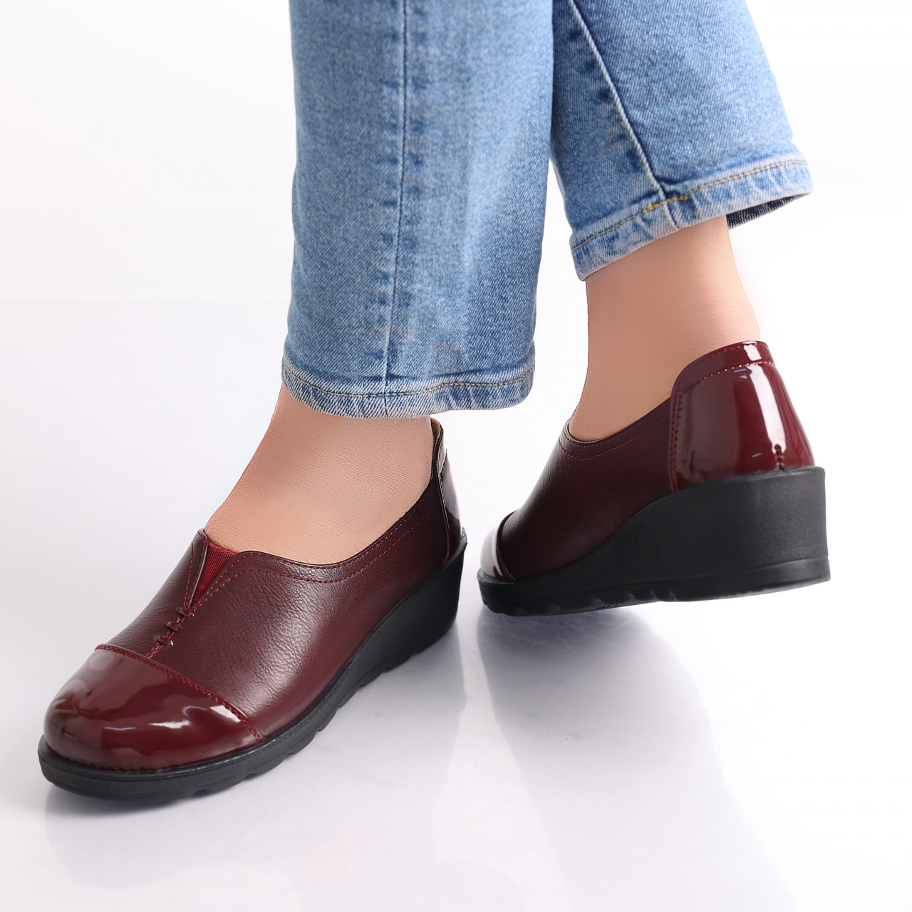 Pantofi dama casual Bordo din Piele Ecologica Rosiri - poza 4