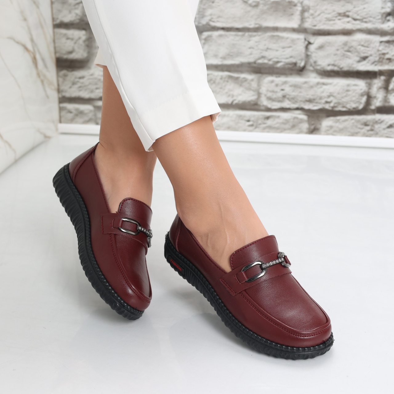 Pantofi dama casual Bordo din Piele Ecologica siham - poza 1