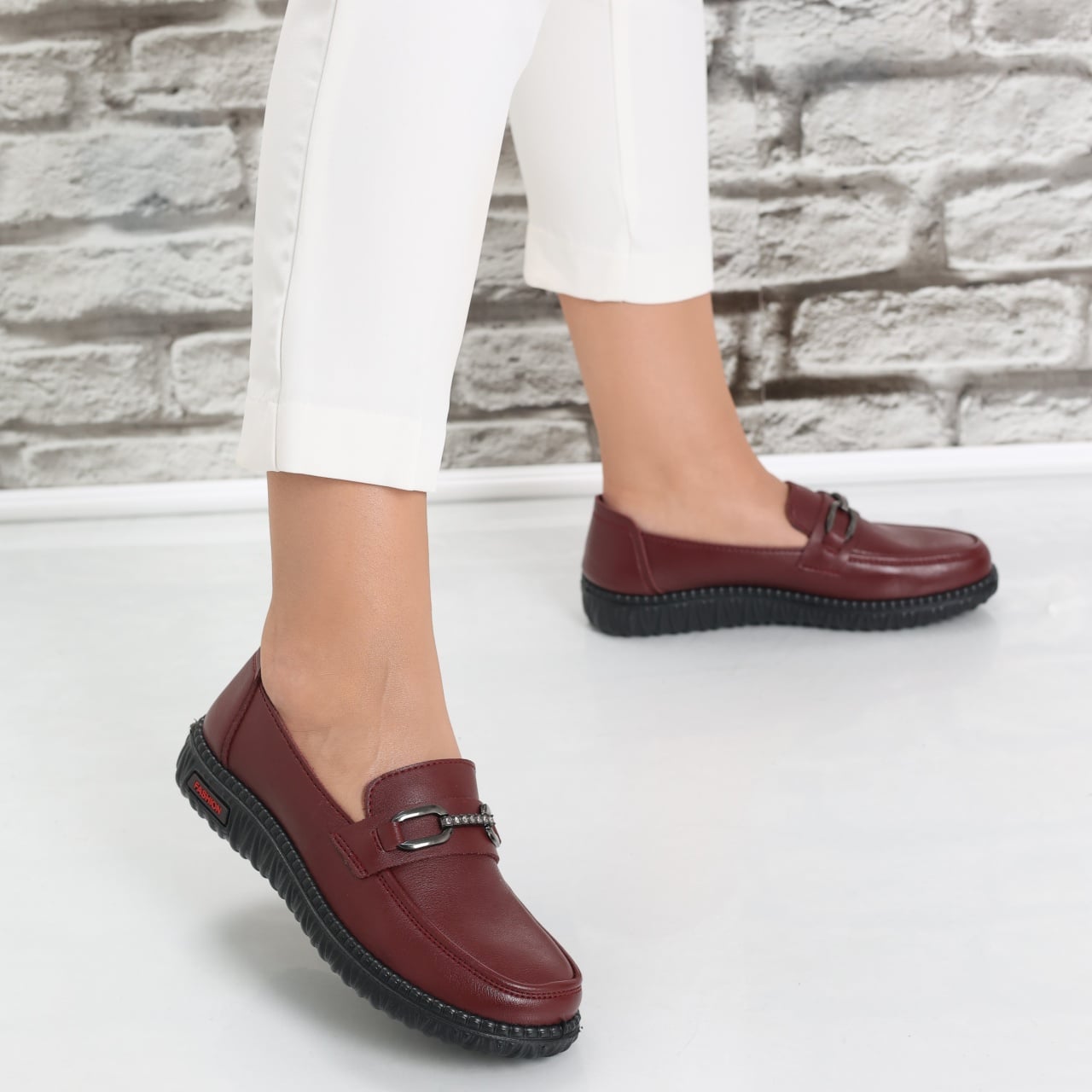 Pantofi dama casual Bordo din Piele Ecologica siham - poza 2