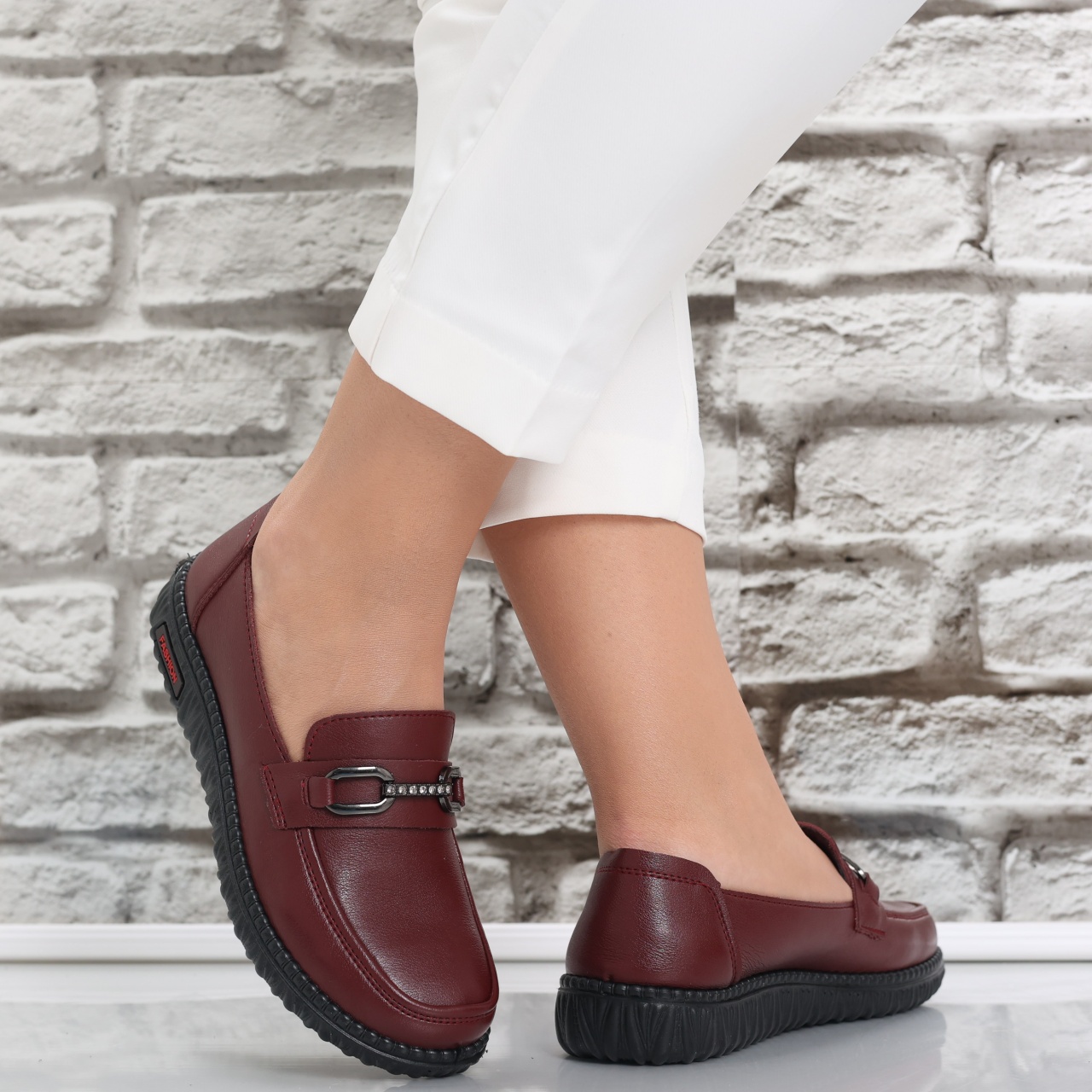 Pantofi dama casual Bordo din Piele Ecologica siham - poza 3