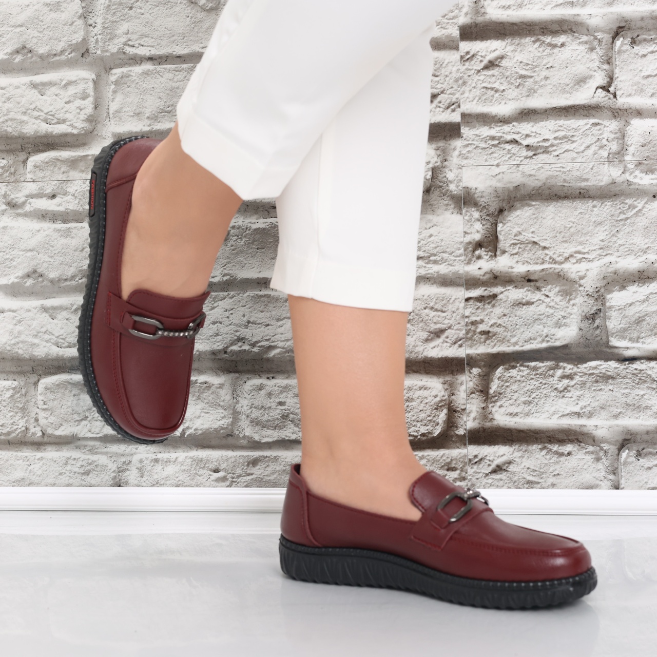 Pantofi dama casual Bordo din Piele Ecologica siham - poza 4