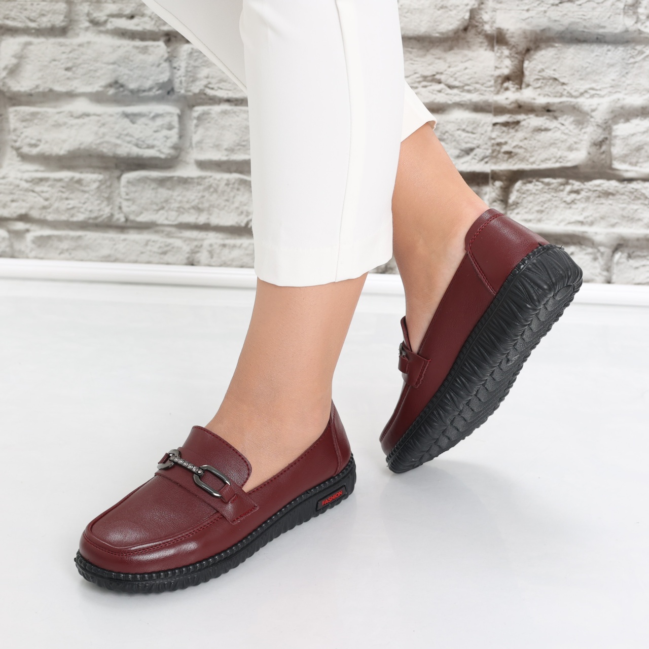 Pantofi dama casual Bordo din Piele Ecologica siham - poza 5