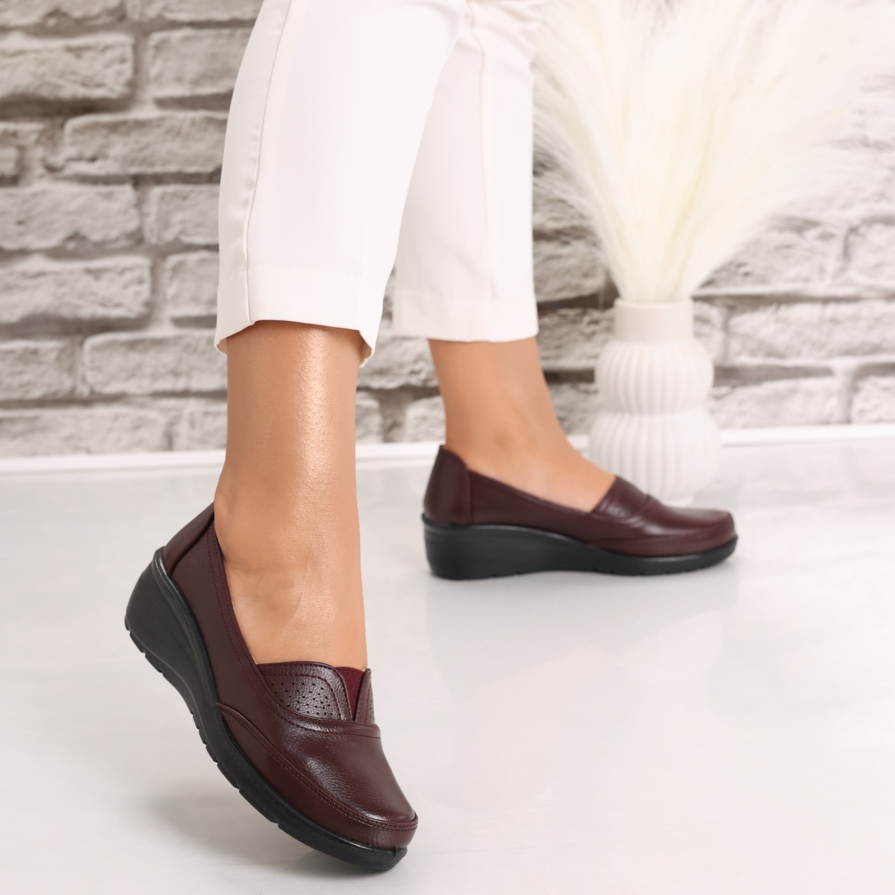 Pantofi dama casual Bordo din Piele Ecologica Watina - poza 4
