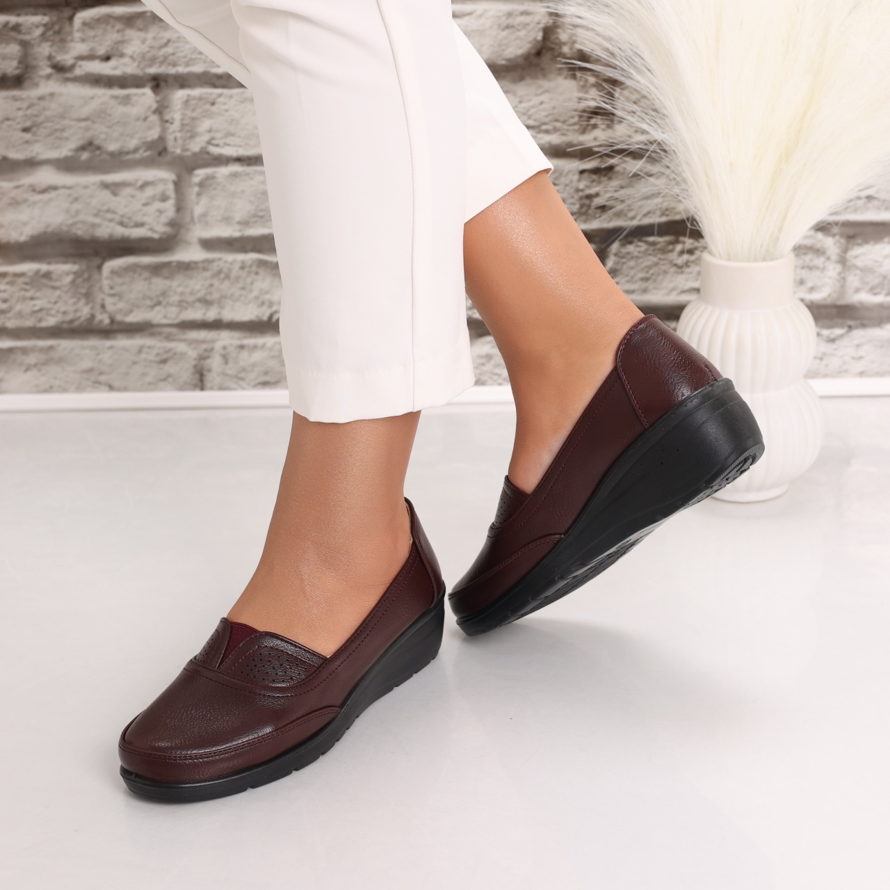 Pantofi dama casual Bordo din Piele Ecologica Watina - poza 5