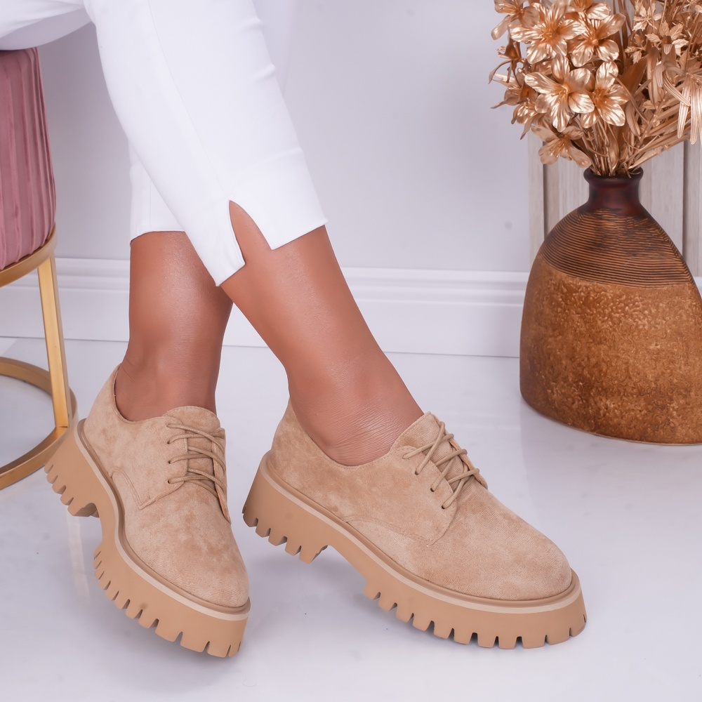 Pantofi dama casual Camel din Piele Ecologica Beny - poza 1