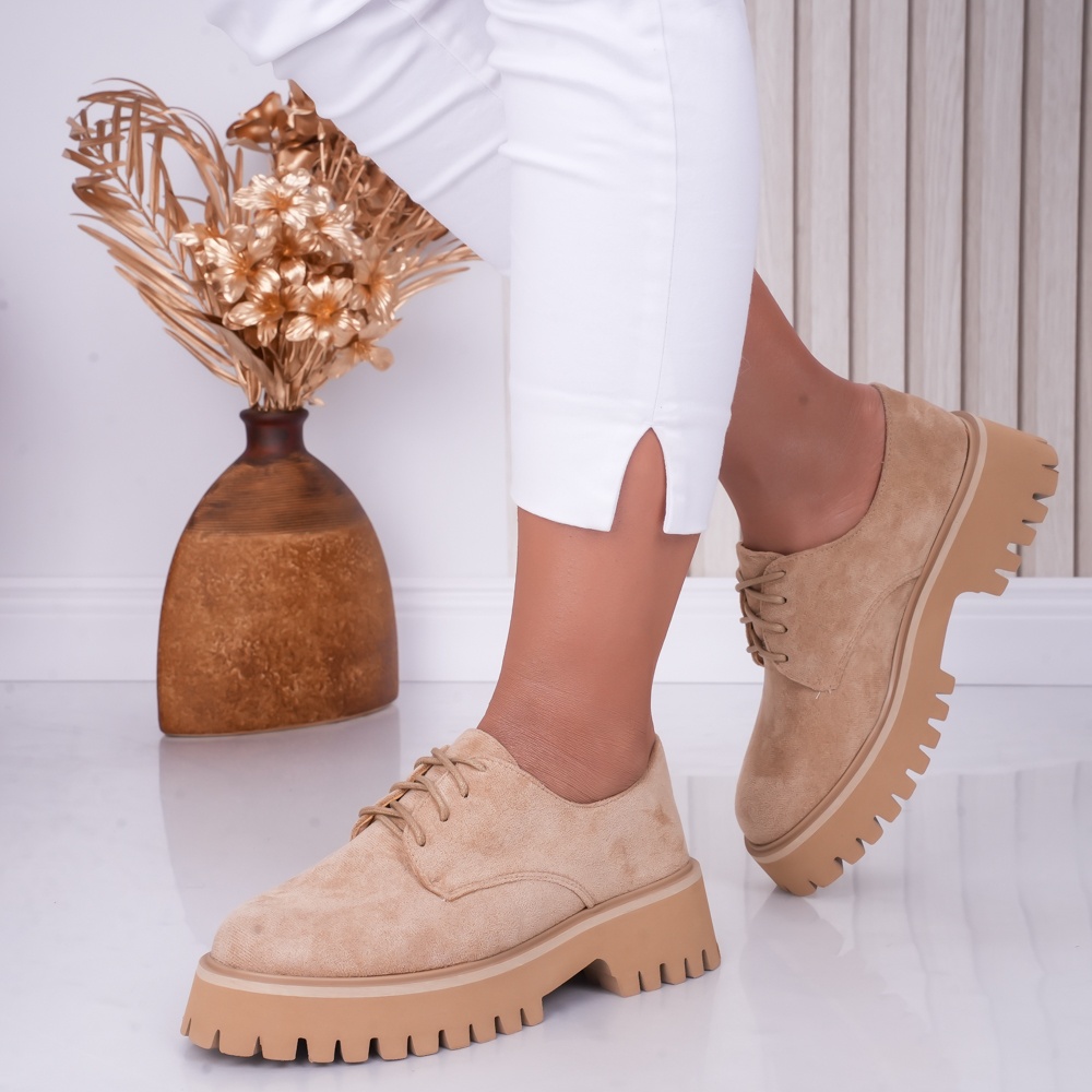 Pantofi dama casual Camel din Piele Ecologica Beny - poza 2