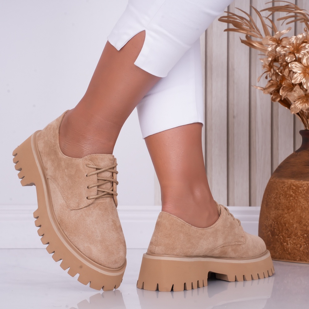 Pantofi dama casual Camel din Piele Ecologica Beny - poza 4