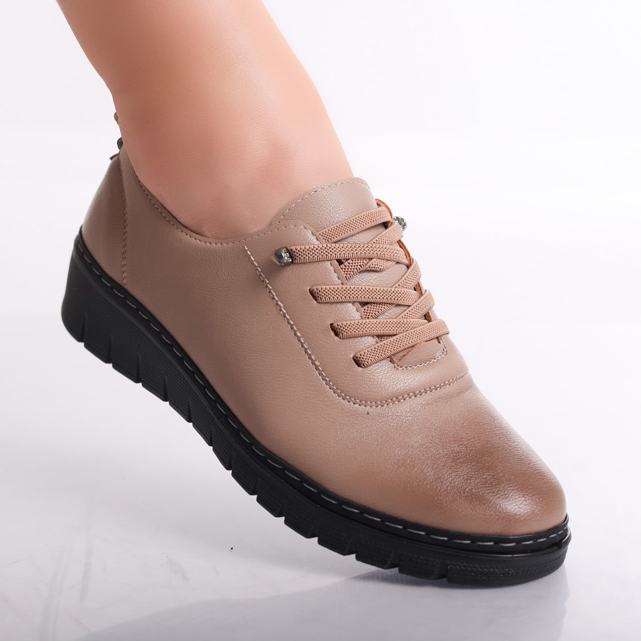 Pantofi dama casual Camel din Piele Ecologica Idania - poza 1