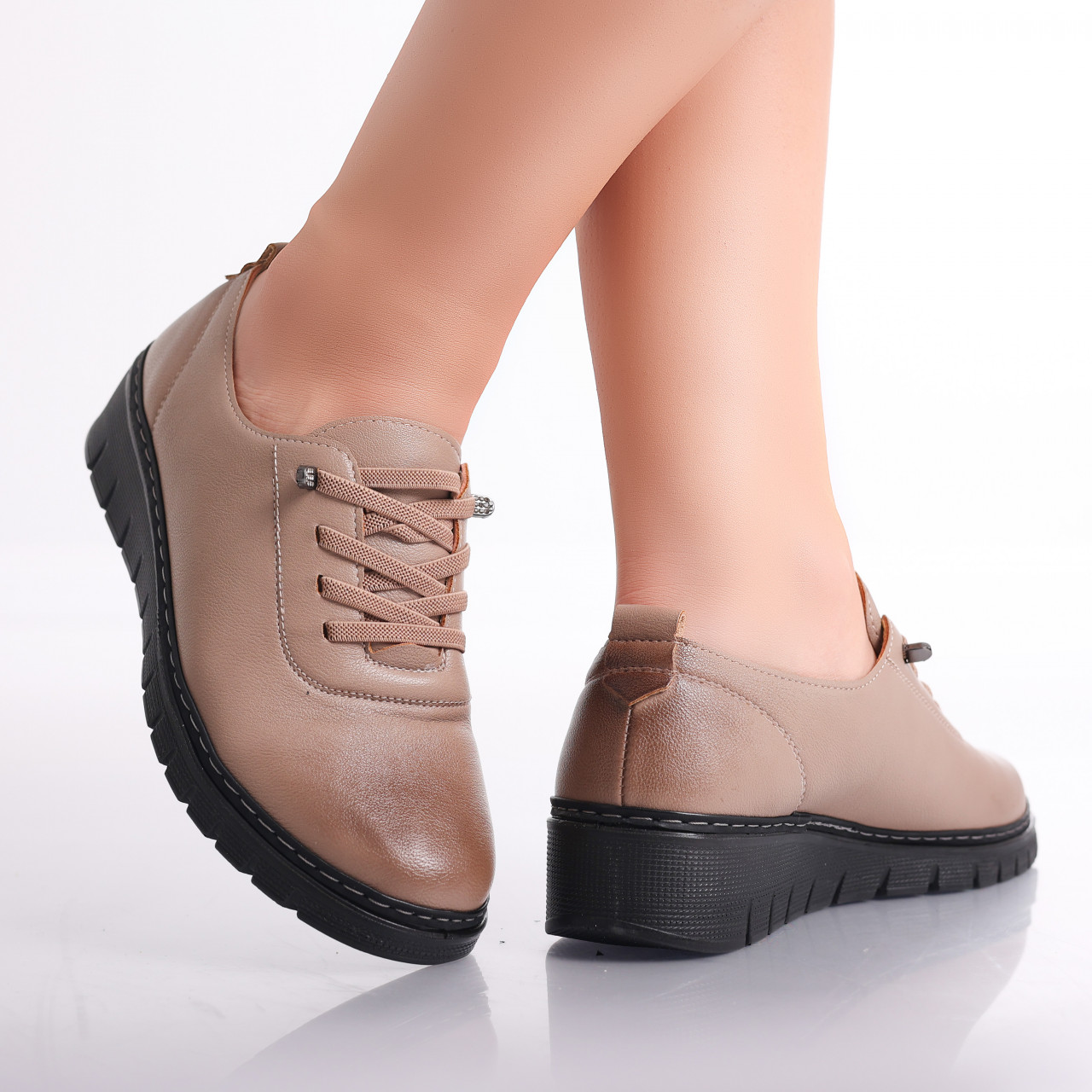 Pantofi dama casual Camel din Piele Ecologica Idania - poza 3