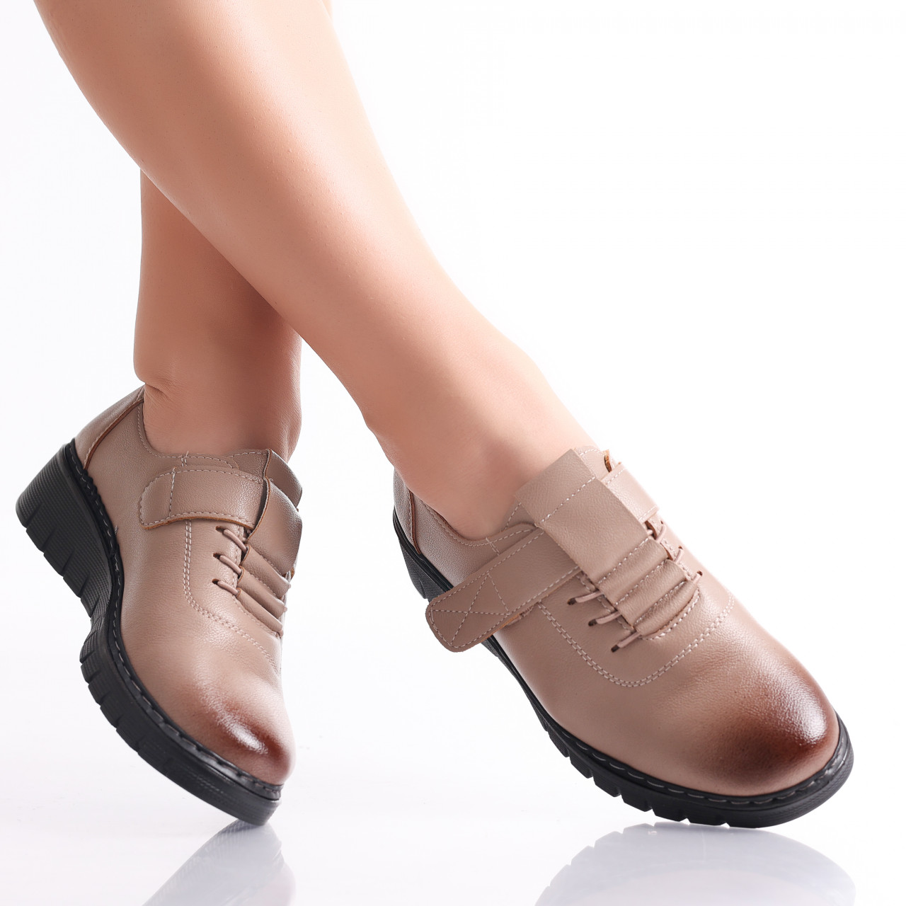 Pantofi dama casual Camel din Piele Ecologica Magaly - poza 2