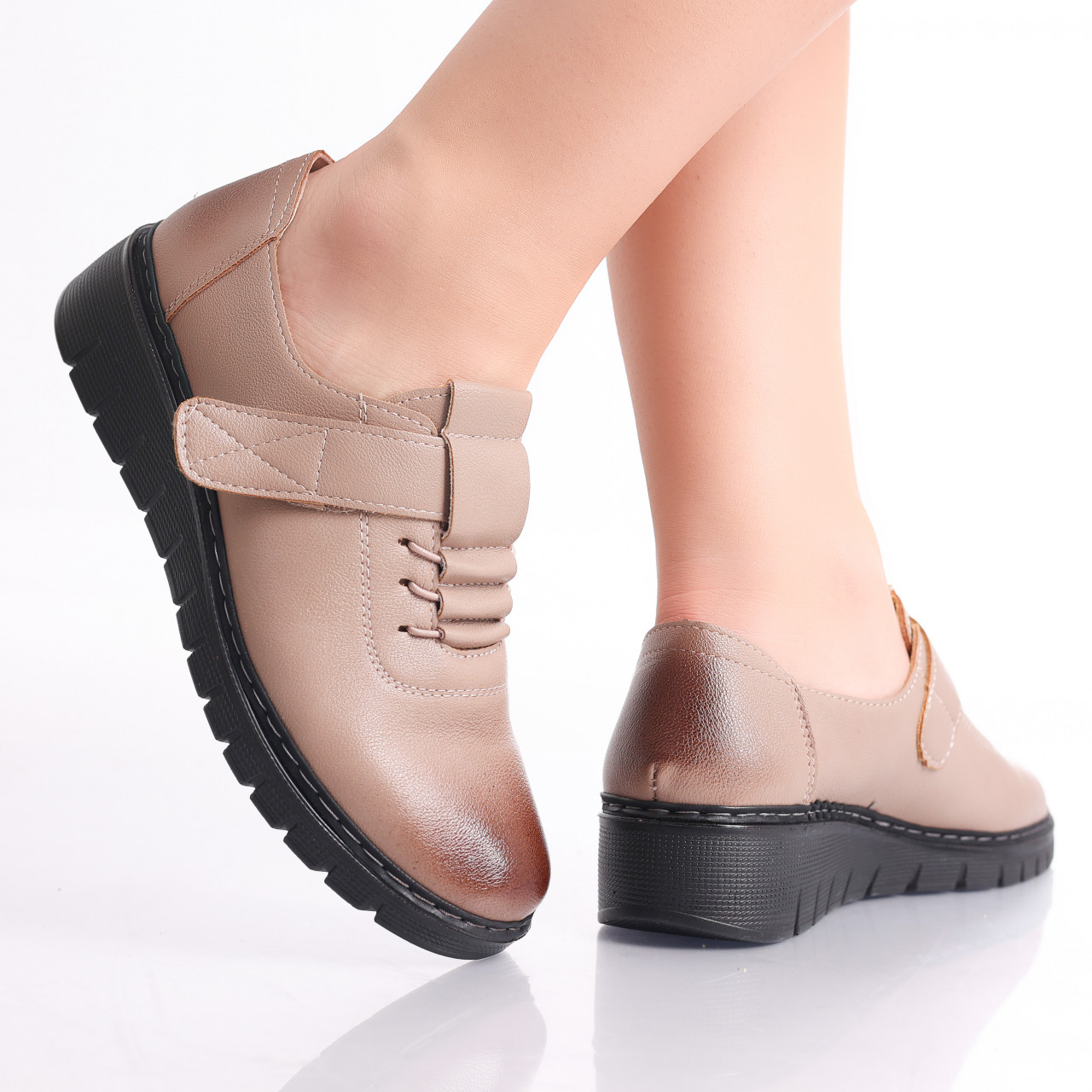 Pantofi dama casual Camel din Piele Ecologica Magaly - poza 3
