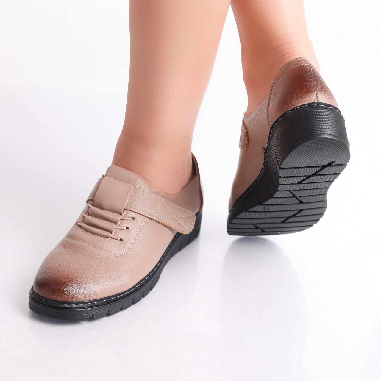 Pantofi dama casual Camel din Piele Ecologica Magaly - poza 4