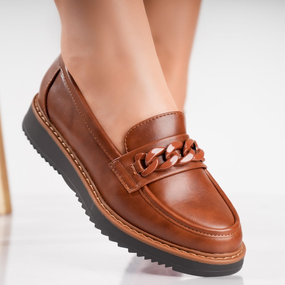 Pantofi dama casual Camel din Piele Ecologica Sahin - poza 1