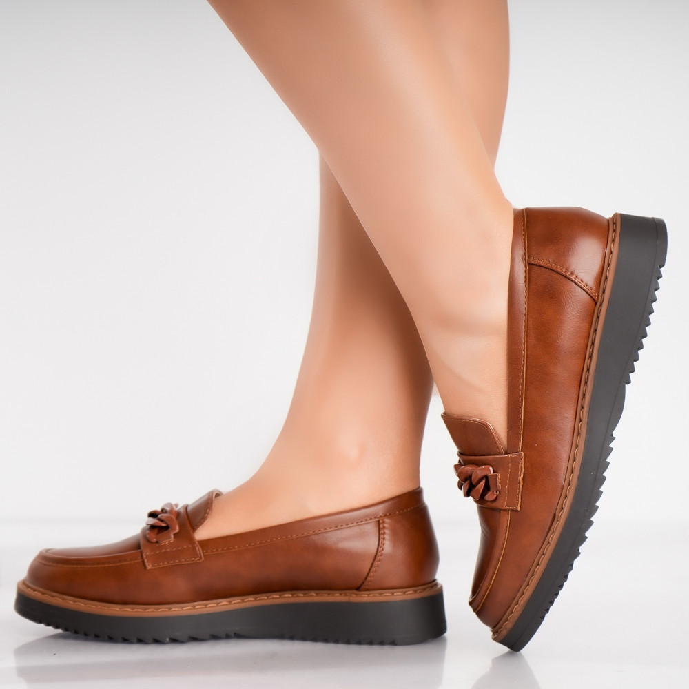 Pantofi dama casual Camel din Piele Ecologica Sahin - poza 2