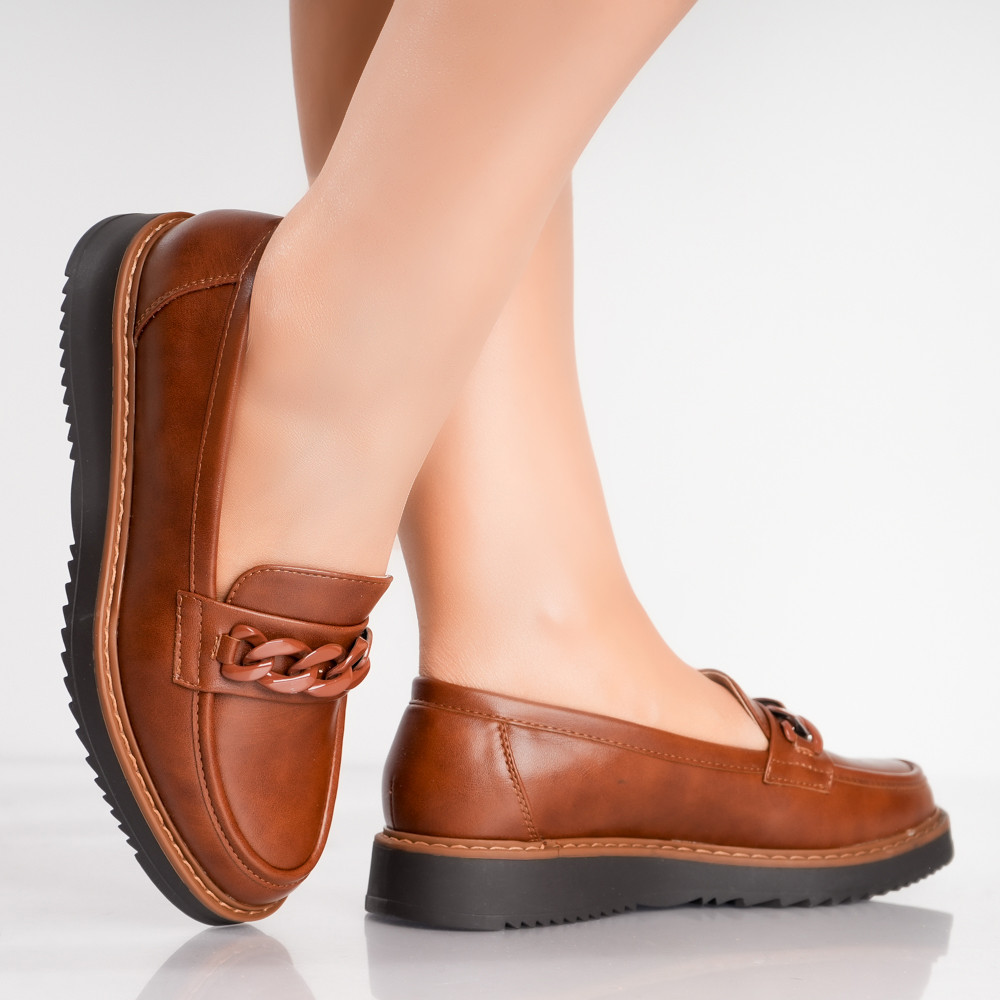 Pantofi dama casual Camel din Piele Ecologica Sahin - poza 3