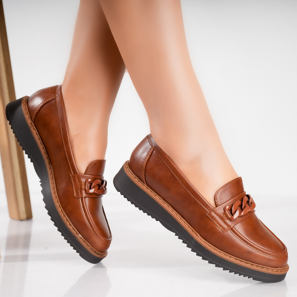 Pantofi dama casual Camel din Piele Ecologica Sahin - poza 4