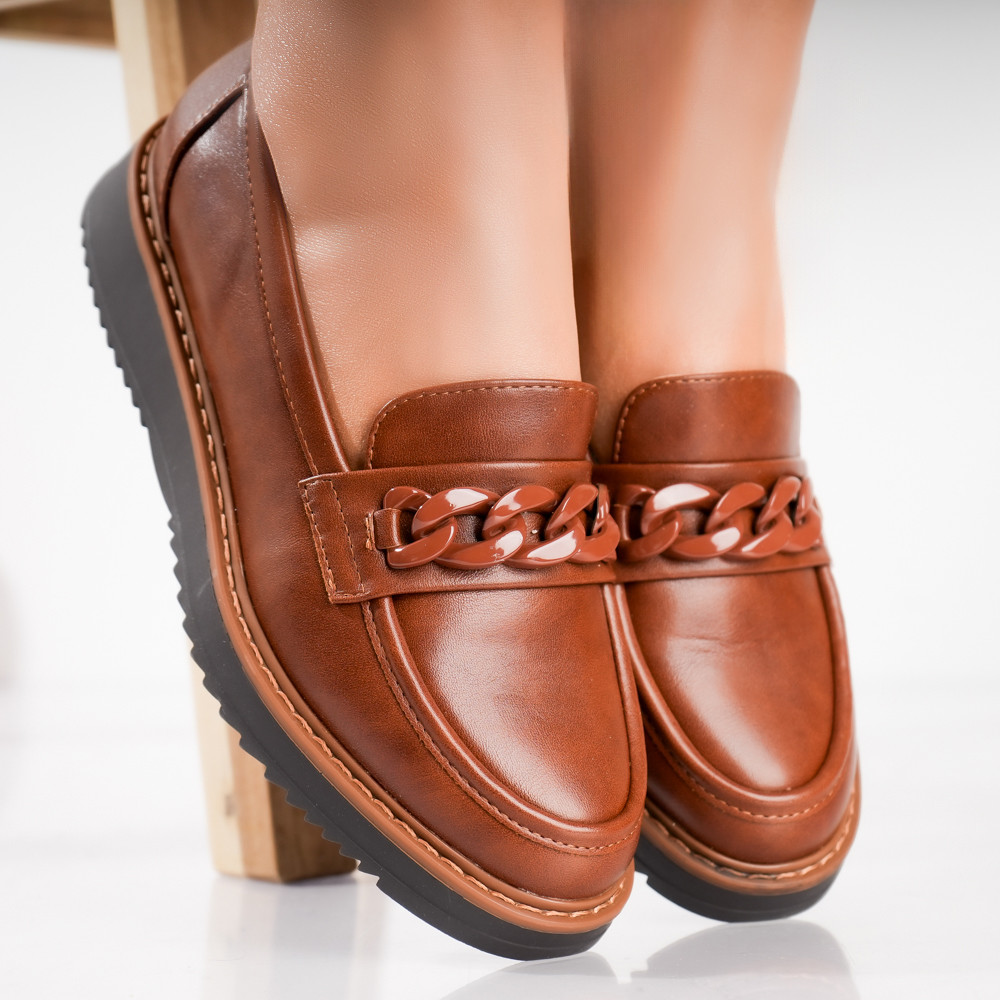 Pantofi dama casual Camel din Piele Ecologica Sahin - poza 5