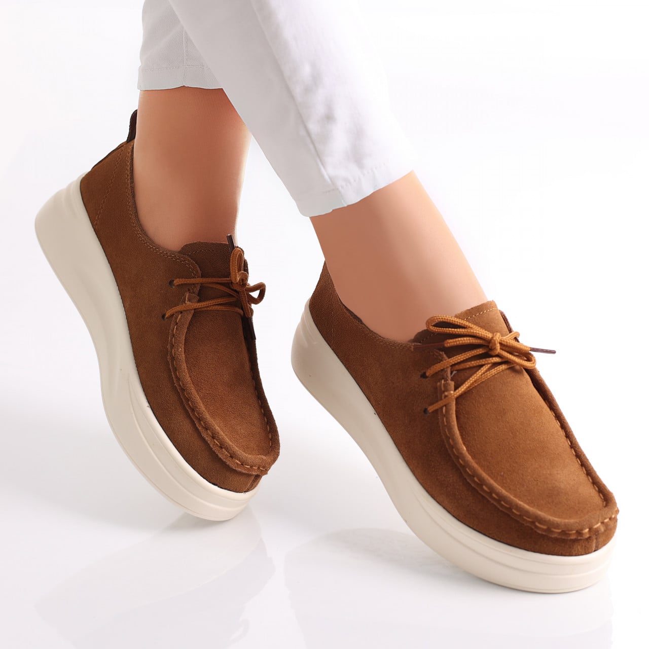 Pantofi dama casual Cmei din Piele Naturala Intoarsa Derina - poza 1