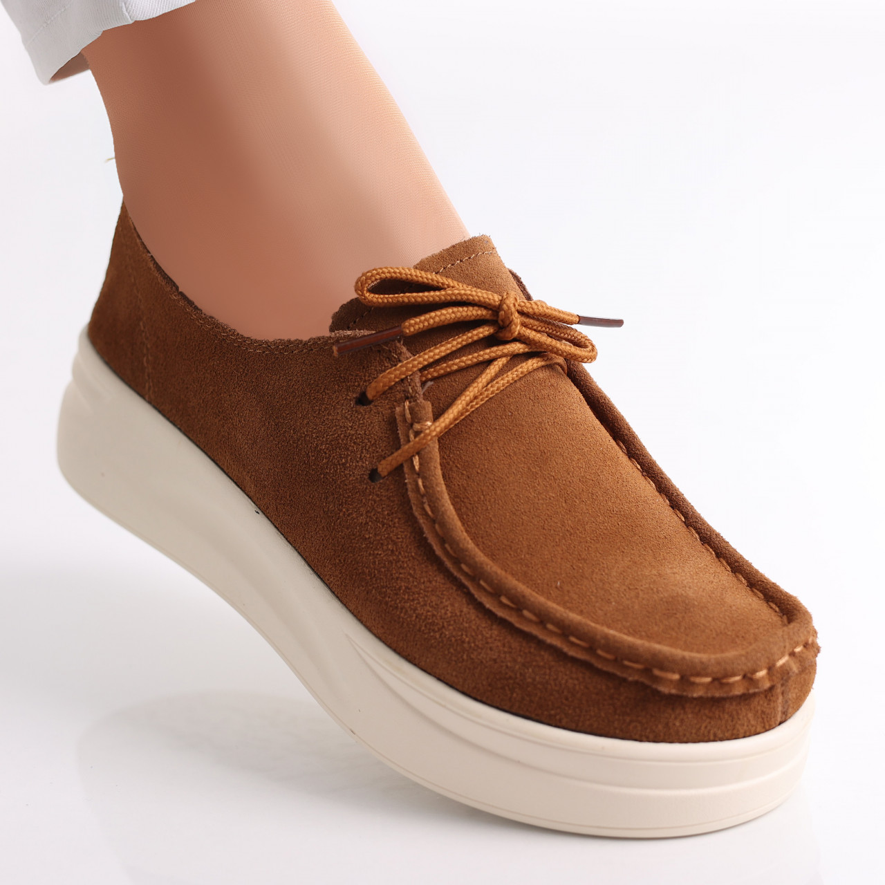 Pantofi dama casual Cmei din Piele Naturala Intoarsa Derina - poza 2