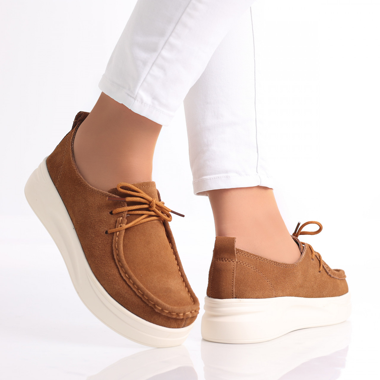 Pantofi dama casual Cmei din Piele Naturala Intoarsa Derina - poza 3
